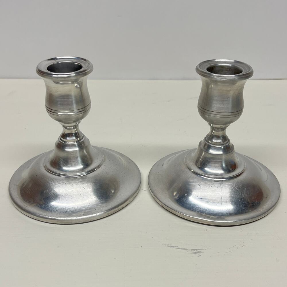 Vintage Pair Kirk Stieff Pewter Candle Holders Hollowware